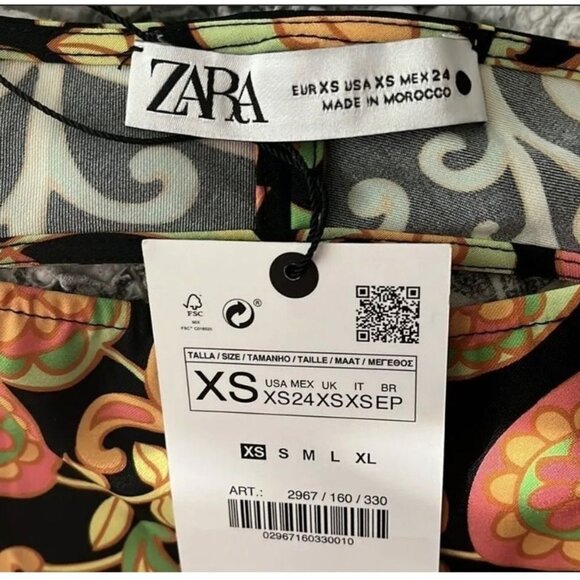 Womens size XS Bodycon Mini Dress Multicolor  print long sleeve,Stretch,Zara NEW - Picture 10 of 14